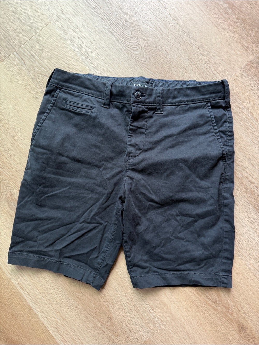 Express Black Flat-Front Men's Chino Shorts